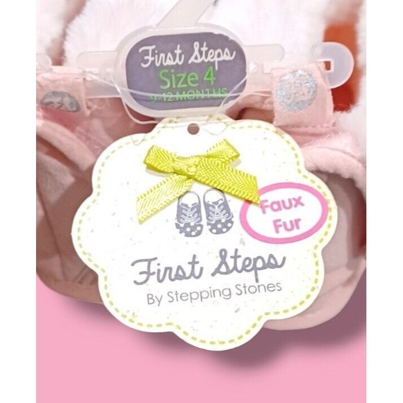 First Steps Sequin Toddler Size 4 Baby Girl Fluffy Faux Fur Shiny Slipper Boots - Picture 5 of 16